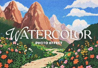 Watercolor Painting Effect Mockup