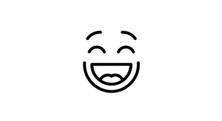 Laughing Face Emoji Icon, Happiness, Joy, Positive Emotion, Simple Line Art