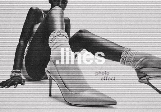 Lines Halftone Photo Effect Mockup