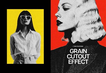 Grain Cutout Poster Photo Effect Mockup