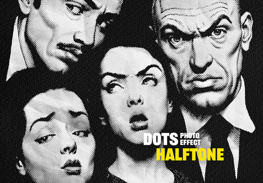 Dots Halftone Photo Effect Mockup