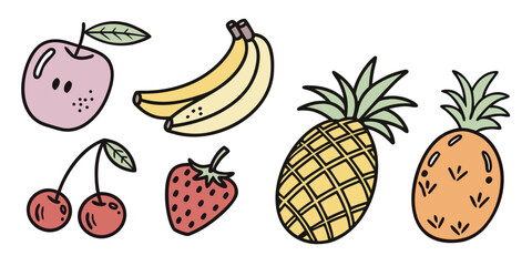 A delightful assortment of tropical and berry fruits including cherries, strawberries, bananas, pineapples, and peaches © Alone