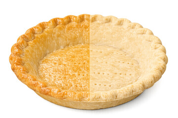 Pie crust changing from raw pastry to baked shell