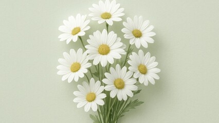 Fototapeta premium Elegant daisies on pastel wallpaper for desktop