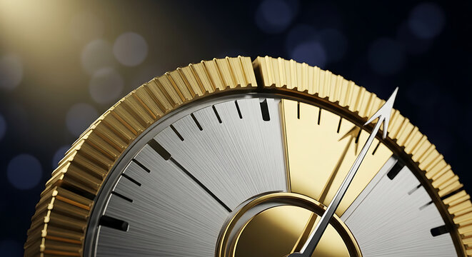 Clock with golden gears illustrating passage of time deadline and urgency concept