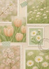 Floral collage vintage aesthetic