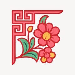 Naklejka premium Traditional floral corner design