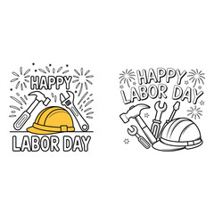 Fototapeta premium A Labor Day celebration scene with classic tools on white background.