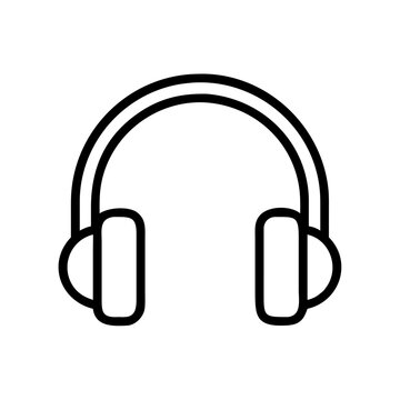 Minimalist outline design of over-ear headphones isolated on white background, Vector