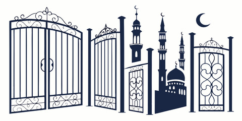 A collection of various architectural structures including a church, mosque, and castle. © Icon Set