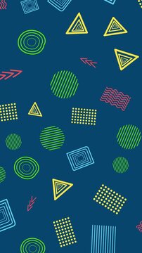 Retro Style Geometry in Hand Drawn Style Rotating Background