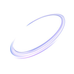 A glowing light arc with a soft purple-blue gradient and smooth elliptical motion. A glowing isolated curve on a white background for futuristic overlays. © MAKSYM