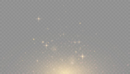 Naklejka premium Light abstract glowing bokeh highlights. Light bokeh effect isolated on transparent background. The Christmas background shines from the dust. Christmas concept for design and illustrations.