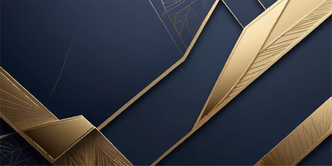 A visually striking abstract design with metallic gold accents on a deep blue backdrop, exuding sophistication and elegance. © Faysal