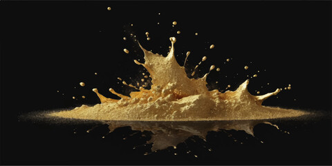 A magic liquid water splash glows like a holiday star against a dark night sky, creating a celebration of light and nature in this isolated black background illustration © Faysal