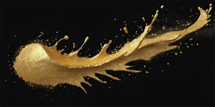 A magic splash of liquid milk glows like a moon amidst a night sky of ink and stars on a black space background