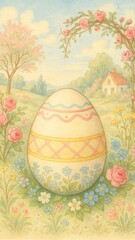 Fototapeta premium Pastel Easter egg garden