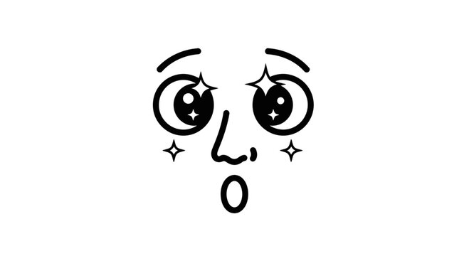 Excited Face with Sparkling Eyes and Open Mouth - Surprise Expression