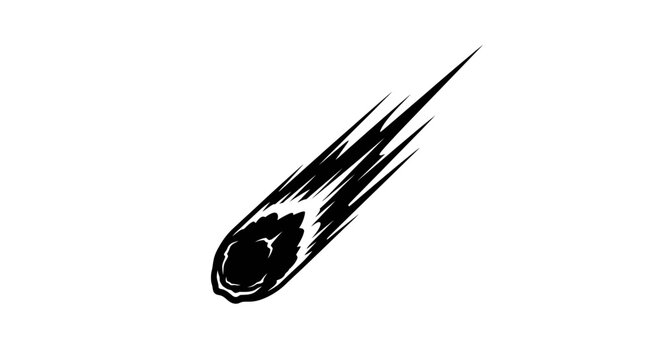Black and white comet illustration.