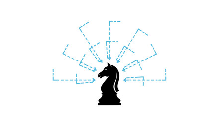Black chess knight piece on white. © MUHRODIN