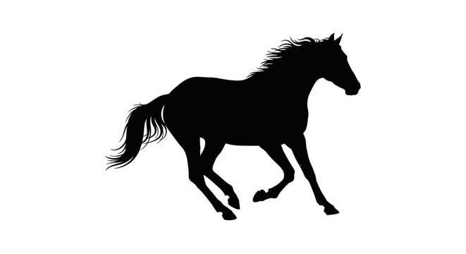 Black silhouette of a running horse.