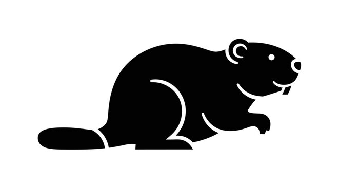 Black silhouette of a beaver animal.