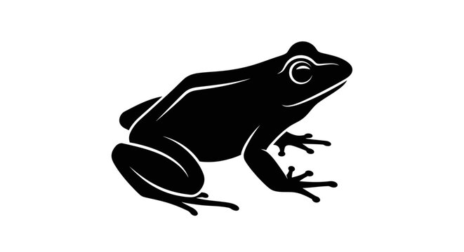 Black silhouette of a frog sitting.