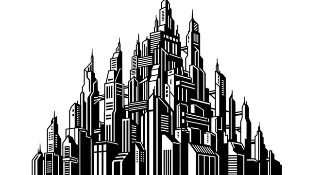 City Skyline with Tall Buildings.
