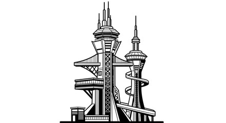 Obraz premium Futuristic City Tower Architecture Design.