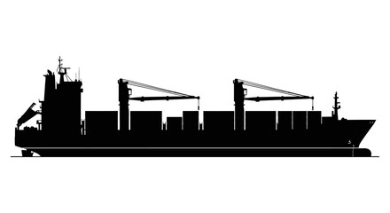 Large cargo ship silhouette on water. © MUHRODIN