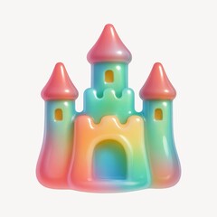 Fototapeta premium Colorful glossy fairytale castle illustration.