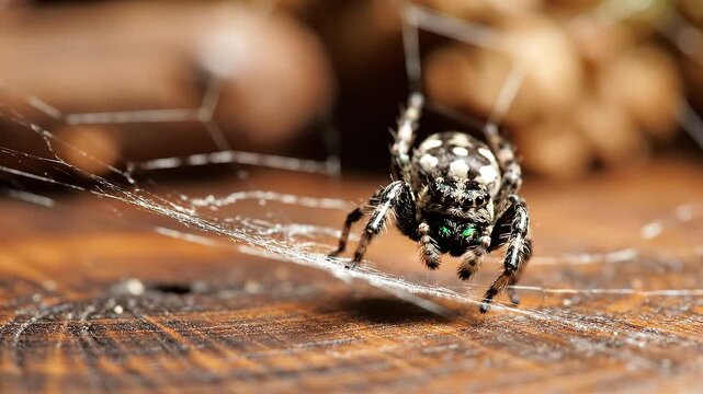 Spider sitting on its web outdoors.