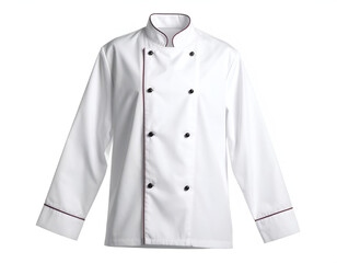 Naklejka premium White double-breasted chef's coat with maroon trim