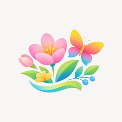 Fototapeta premium Colorful floral butterfly illustration