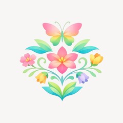 Fototapeta premium Colorful floral butterfly illustration