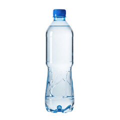 Fototapeta premium Plastic water bottle with blue cap and clear liquid isolated on transparent background