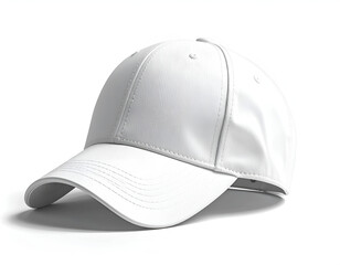 Fototapeta premium Blank white baseball cap, a clean, minimalist accessory on white
