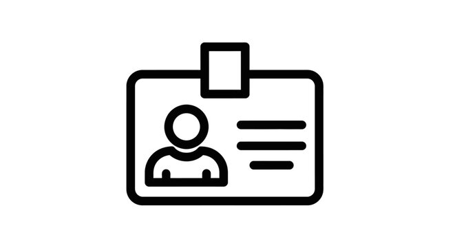 Outline icon of an identification card with a person's silhouette and text lines, representing personal access or employee badge.