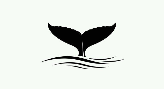 Whale tail in the ocean water.