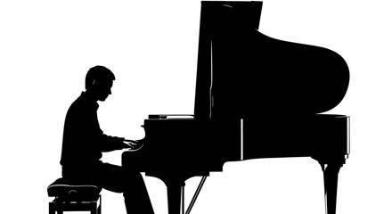 Man playing a grand piano. © nur