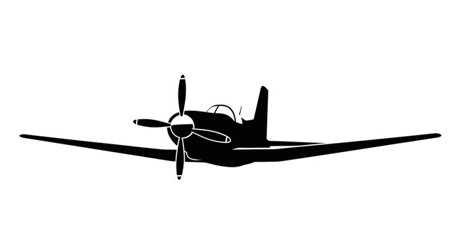 Silhouette of a small airplane flying.