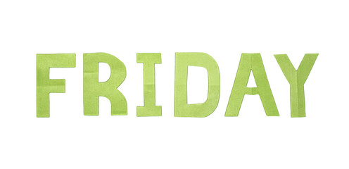 Friday text with green textured letters,, transparent background © Mahmud