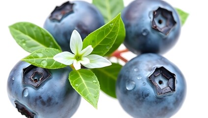 blueberries on white background