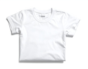 Naklejka premium Plain white, short-sleeved crewneck t-shirt, folded flat
