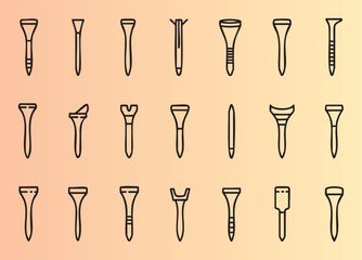 Collection of various nail and screw head types vector illustration set