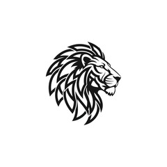 Fototapeta premium Black and white lion head illustration.
