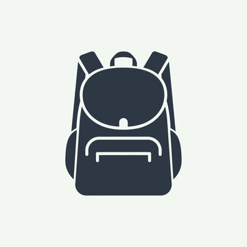 Dark colored backpack with white outline.
