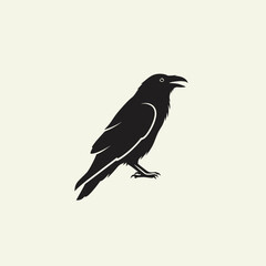 Obraz premium Black silhouette of a crow bird.