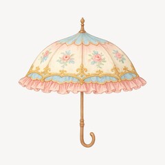 Fototapeta premium Vintage floral decorative umbrella illustration.