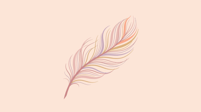 Delicate feather illustration on a soft, neutral background, minimalist design.